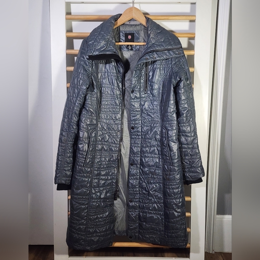 Victorinox Women's Metallic Gray Puffer Coat